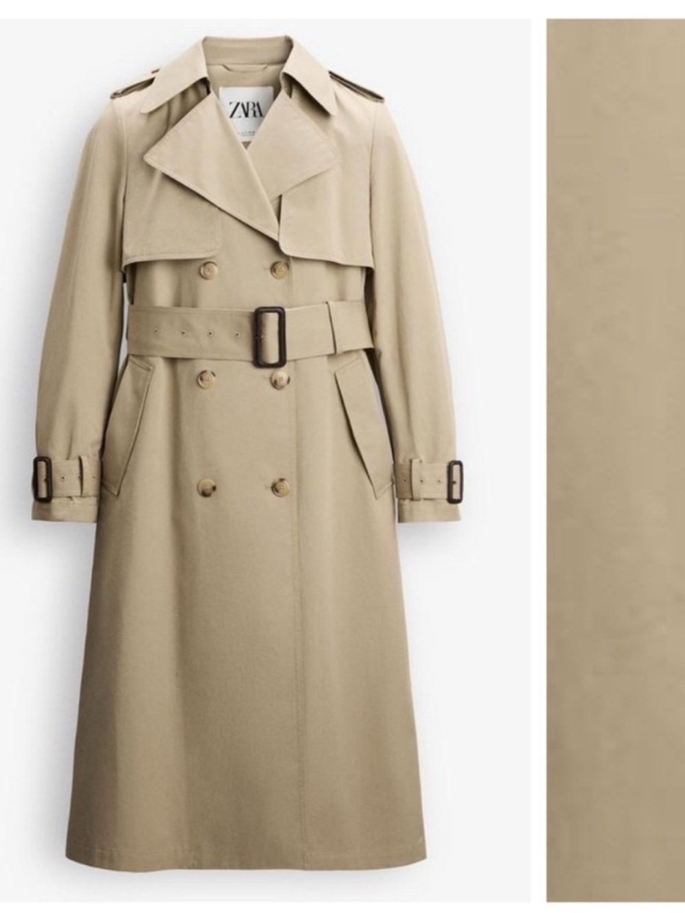Zara Limited edition pure cotton celeb style Beige Trench Coat with Belt - Women - Picture 5 of 12